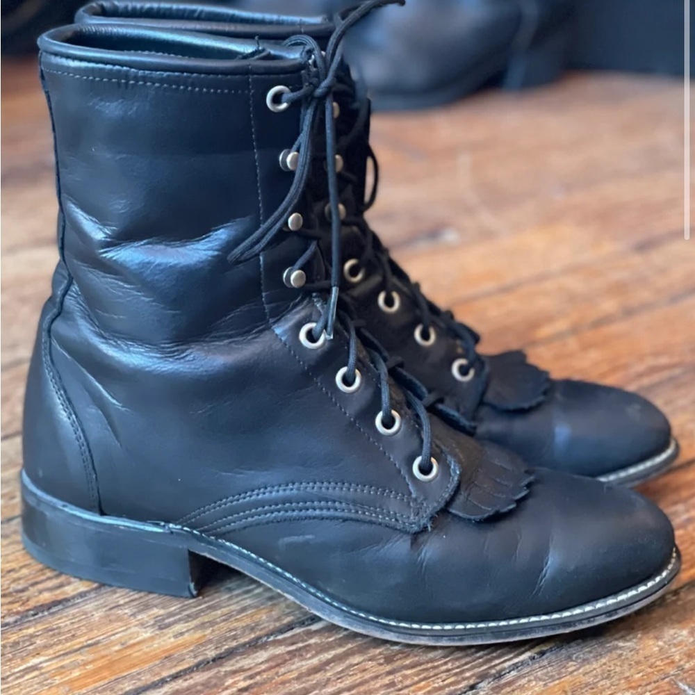 Black Classic Laredo Roper Boot- EUC Sz 5 Genuine leather☀️🖤 - Picture 13 of 14